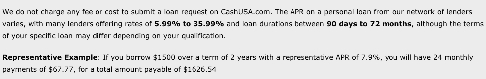 Cash USA Rates and Fees